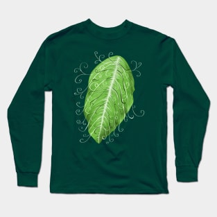 Swirly Green Leaf Long Sleeve T-Shirt